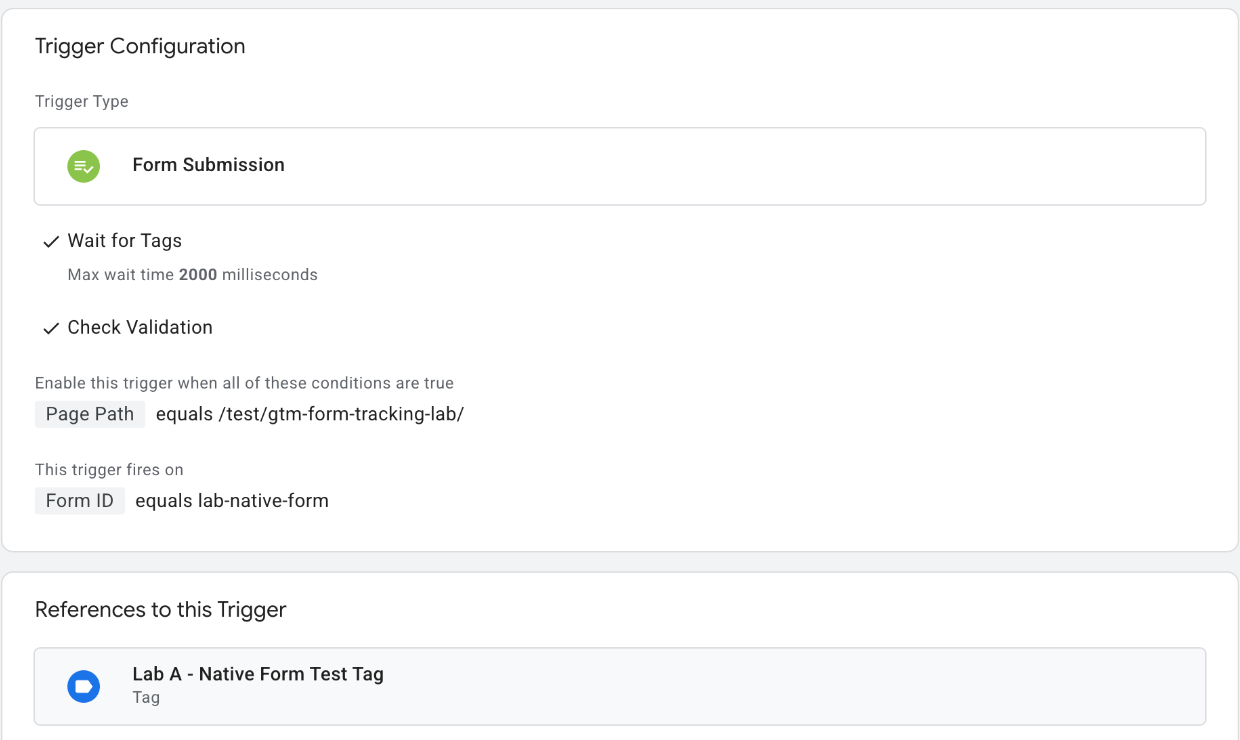 Google Tag Manager Form Submission trigger with Wait for Tags and Check Validation enabled